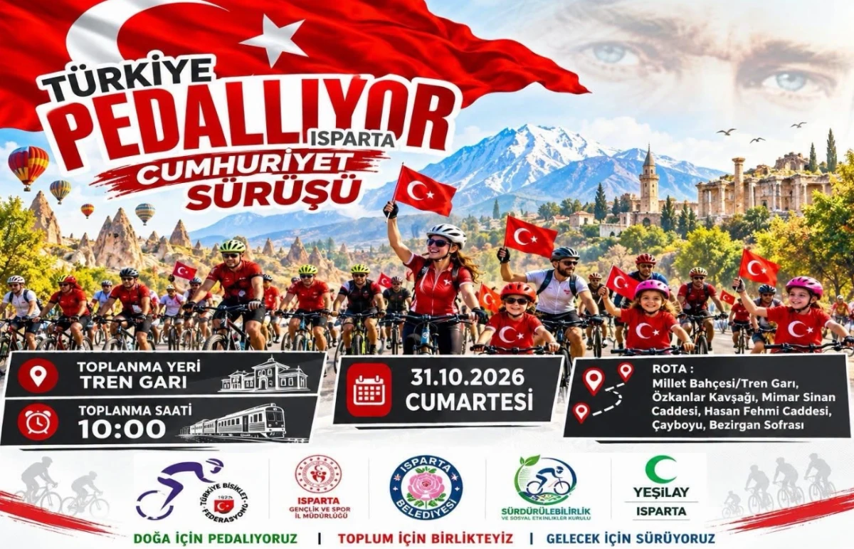 Isparta&rsquo;da Cumhuriyet İ&ccedil;in Pedallar &Ccedil;evrilecek