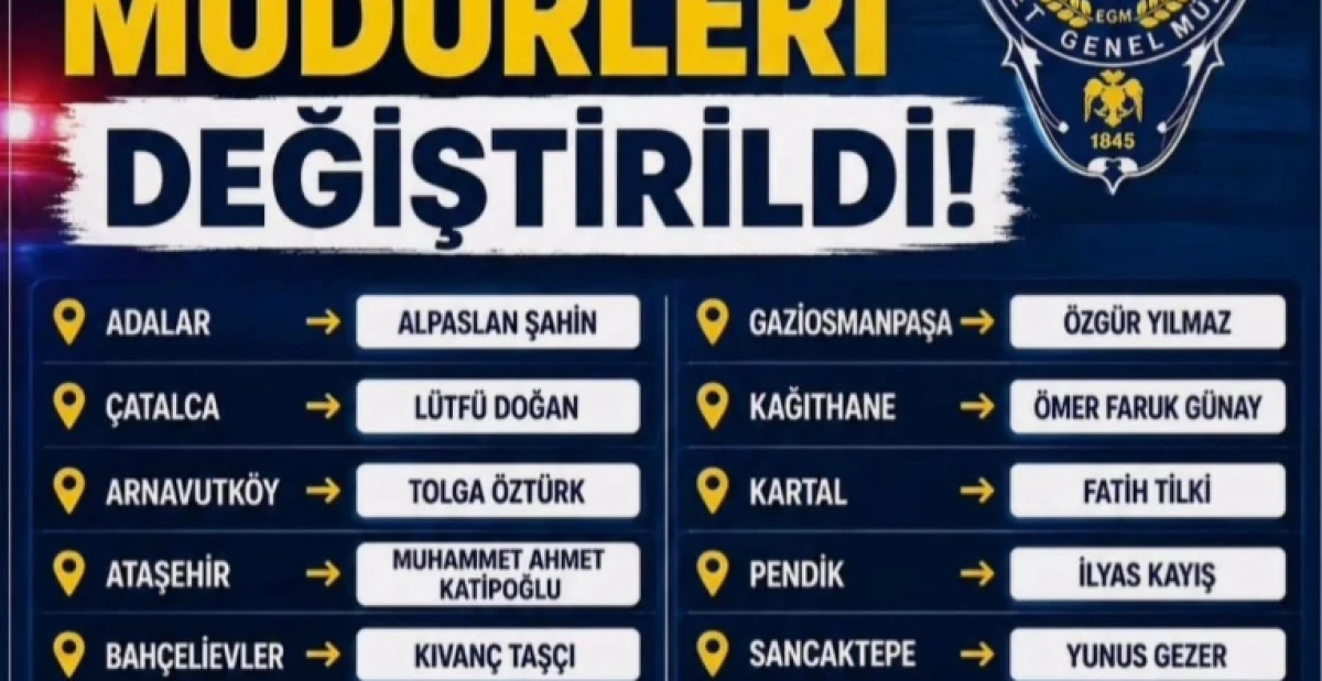 İstanbul&rsquo;da 18 İl&ccedil;enin Emniyet M&uuml;d&uuml;r&uuml; Değişti